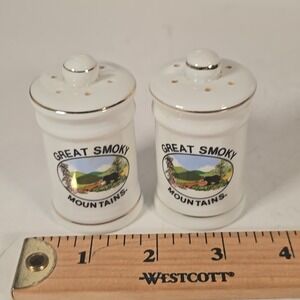 Great Smoky Mountains Souvenir Salt & Pepper Shakers‎ Set Ceramic Nature Scene